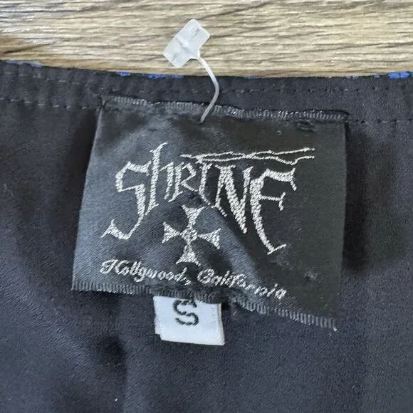 Shrine Of Hollywood Tapestry Vintage Goth Black Blue Maxi Skirt Sz S Long